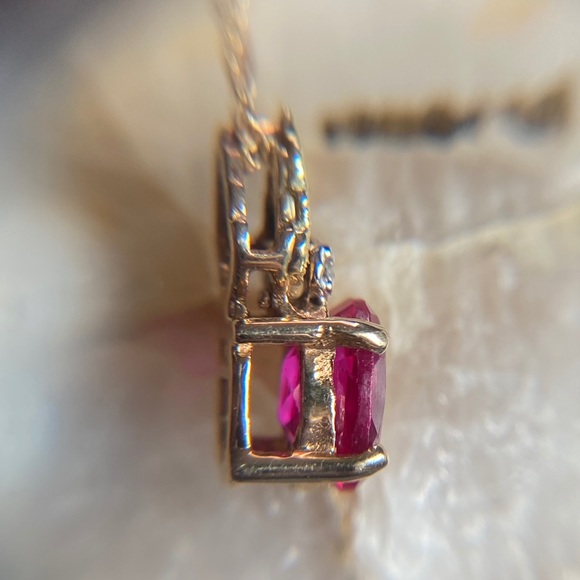 10k Black Hills Gold Ruby and Diamond Necklace - Picture 5 of 8